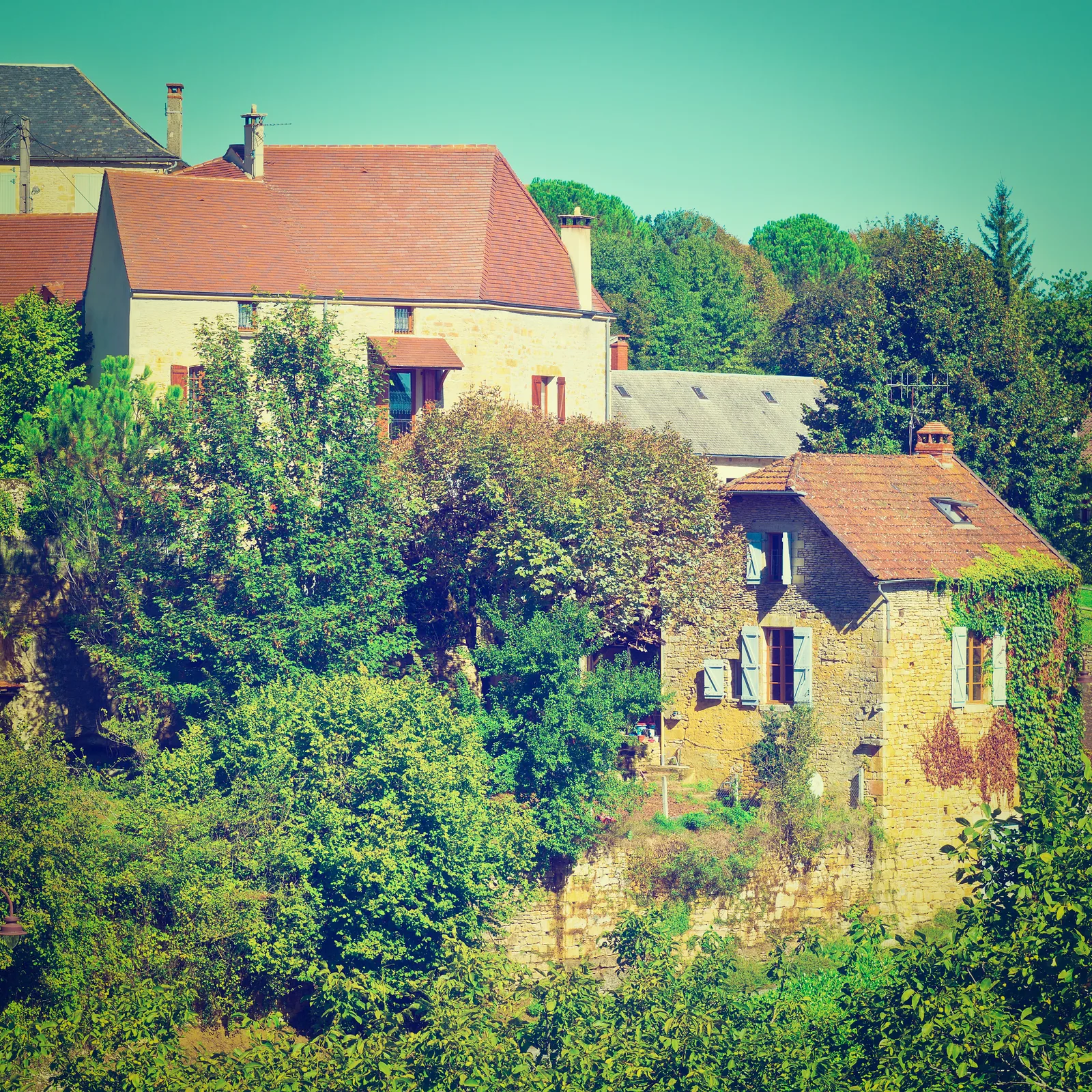 Organisme de rachat de crédit sérieux : des maisons de village entourées de verdure